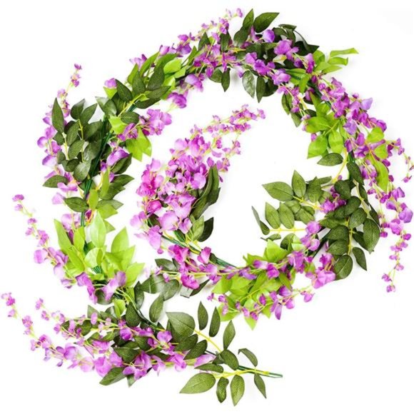 Wisteria Artificial Flowers Garland, 4 Pcs Total 28.8ft Artificial Wisteria Vine - Picture 6 of 7